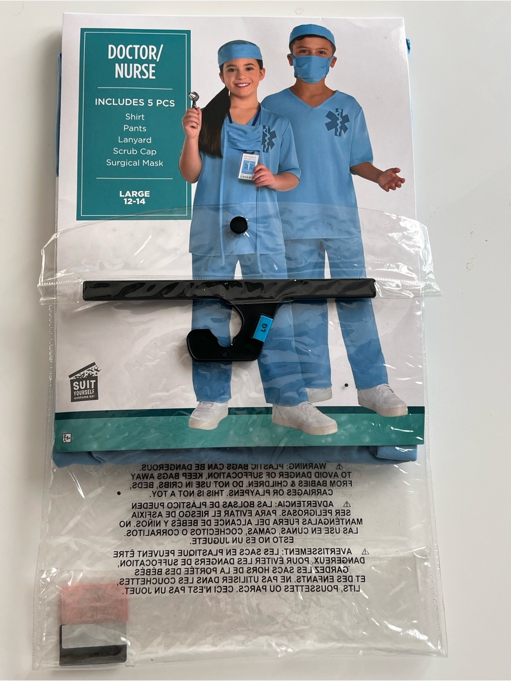 Kids Doctor/Nurse Costume - Blue Scrub Set (Includes Mask & Cap)